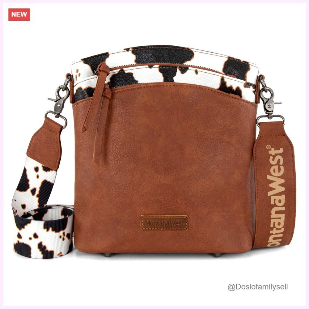 Vegan Leather Crossbody Bag with Multiple Pockets Adjustable Strap
